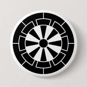 Macaron Rond 7,6 Cm [Armoiries familiales] Roue du clan Genji