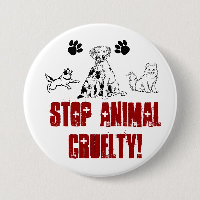 Macaron Rond 7,6 Cm ARRÊTEZ LA CRUAUTÉ ANIMALE ! goupille (Devant)