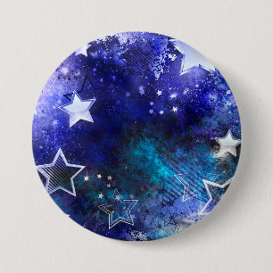 Macaron Rond 7,6 Cm Arrière - plan spatial avec étoiles