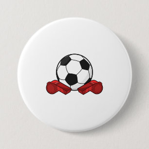 Macaron Rond 7,6 Cm Arrivée sifflet & balle de football