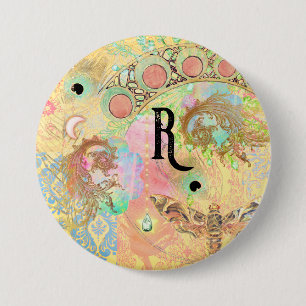 Macaron Rond 7,6 Cm art bohème vintage unique hippie pastel capricieux