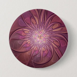 Macaron Rond 7,6 Cm Art floral fractal moderne abstrait couleurs de ba