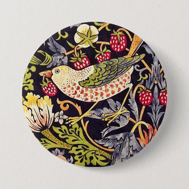Macaron Rond 7,6 Cm Art floral Nouveau de voleur de fraise de William (Devant)