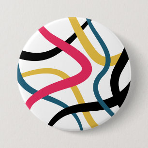 Macaron Rond 7,6 Cm Art graphique moderne coloré, chaotique et audacie