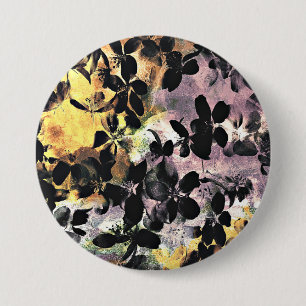 Macaron Rond 7,6 Cm Art numérique fleuri motif à fleurs rose jaune