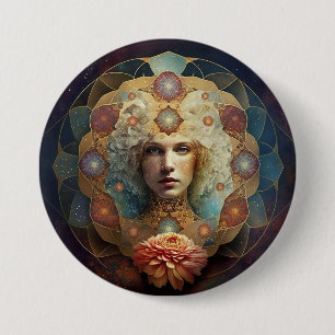 Macaron Rond 7,6 Cm Art Visionnaire Mandala Vivant