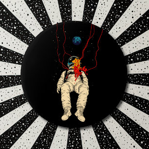 Macaron Rond 7,6 Cm Astronaute et Espace Terrestre