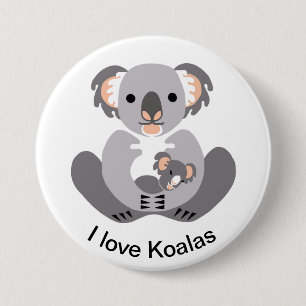 Macaron Rond 7,6 Cm Australie - J'aime KOALAS - Marsupial - Faune -