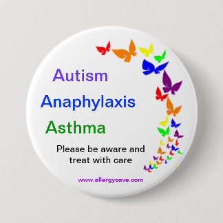 Macaron Rond 7,6 Cm Autisme, asthme, insigne d'anaphylaxie - grand