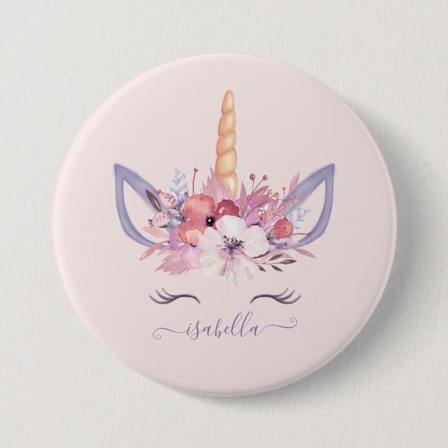 Macaron Rond 7,6 Cm Autocollant d'anniversaire d'aquarelle florale Uni (Devant)
