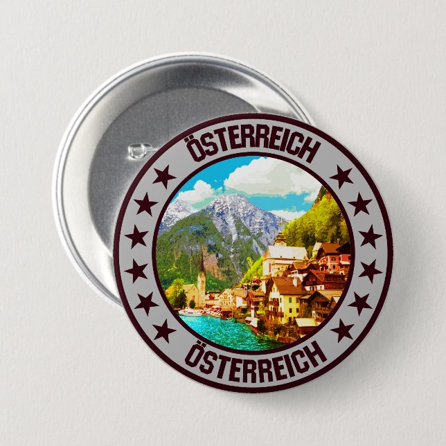 Macaron Rond 7,6 Cm Autriche (Devant & derrière)