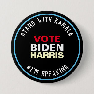 Macaron Rond 7,6 Cm Avec Kamala, je parle BIDEN HARRIS