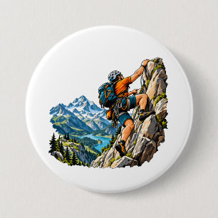 Macaron Rond 7,6 Cm Aventure d'escalade pour les grimpeurs de montagne