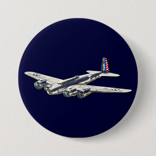 Macaron Rond 7,6 Cm Avions vintages des USA de 2ÈME GUERRE MONDIALE