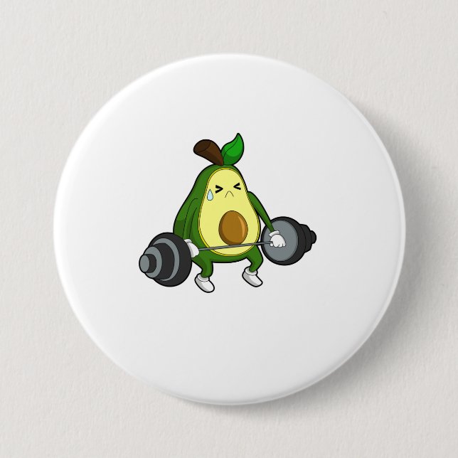 Macaron Rond 7,6 Cm Avocado à Fitness avec Barbell (Devant)