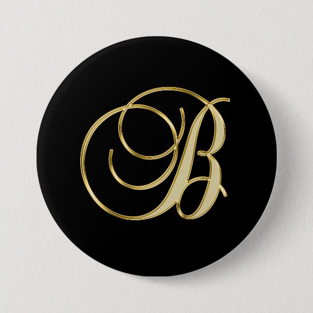 Macaron Rond 7,6 Cm B Monogramme B or script (Devant)