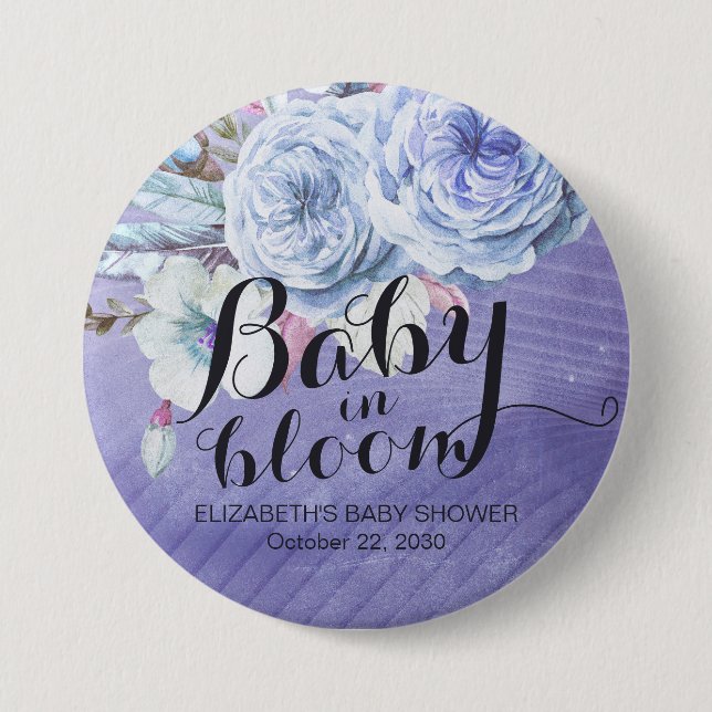 Macaron Rond 7,6 Cm Baby shower bébé en fleurs Boho Boho (Devant)