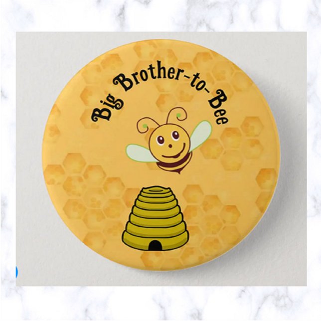 Macaron Rond 7,6 Cm Baby shower Big Brother-to-Bee Bumblebee modifiabl (Créateur téléchargé)