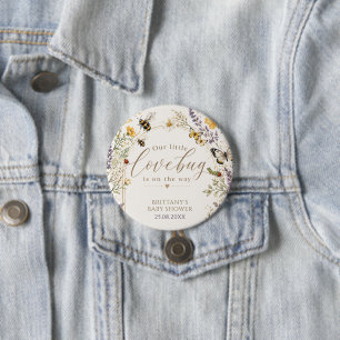 Macaron Rond 7,6 Cm Baby Shower Bug Amour Fleur Sauvage