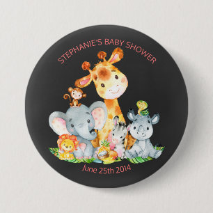 Macaron Rond 7,6 Cm Baby shower Chalkboard Watercol Cute Safari Jungle