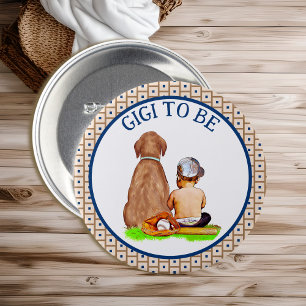 Macaron Rond 7,6 Cm Baby shower de baseball de bébé et de chien Gigi à