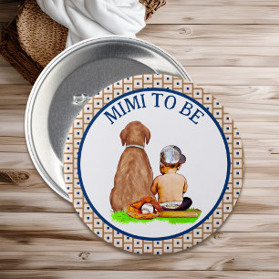 Macaron Rond 7,6 Cm Baby shower de baseball de bébé et de chien Mimi à