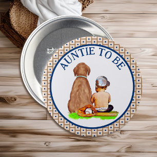 Macaron Rond 7,6 Cm Baby shower de baseball de bébé et de chien Tante