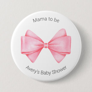 Macaron Rond 7,6 Cm Baby shower de fille rose Bow moderne