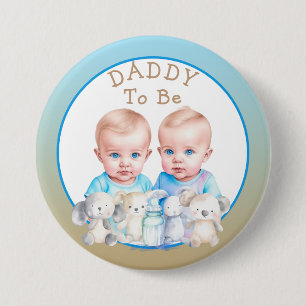 Macaron Rond 7,6 Cm Baby shower papa de Twin Boy à être