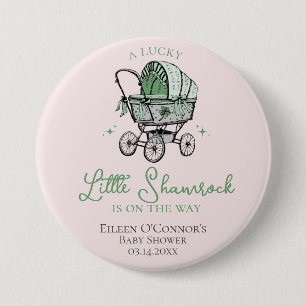 Macaron Rond 7,6 Cm Baby shower St patrick rose Lucky Little Shamrock