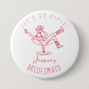 Macaron Rond 7,6 Cm Bachelorette dernier rodéo scribble bridesmaid