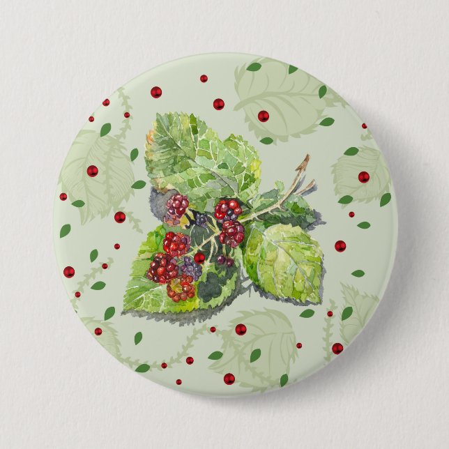 Macaron Rond 7,6 Cm Baies noires rouges et noires (Devant)