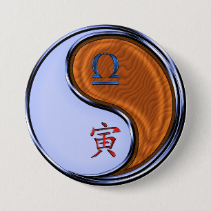 Macaron Rond 7,6 Cm Balance & Tigre de Bois