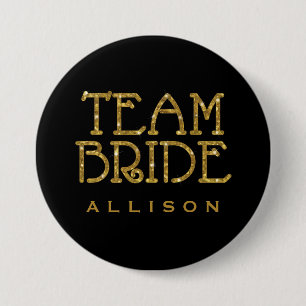Macaron Rond 7,6 Cm Balise de nom de Parties scintillant Team Bride Go