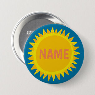 Macaron Rond 7,6 Cm Balise de PERSONNALISER IT Bleu Jaune Nom Sunshine
