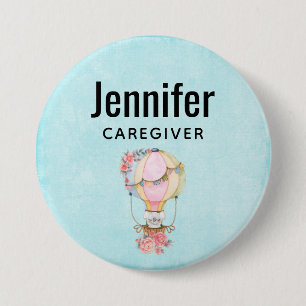 Macaron Rond 7,6 Cm Ballons à air chaud mignon avec aquarelle à ours