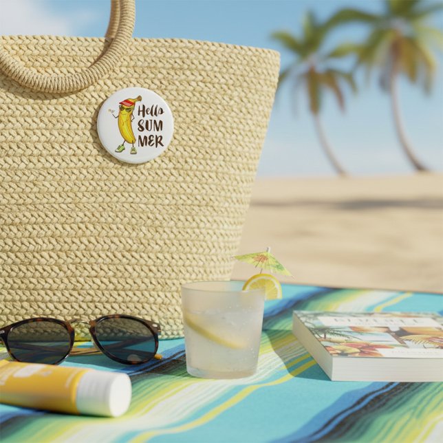 Macaron Rond 7,6 Cm Banane cool Bonjour été drôle Fruit tropical (Créateur téléchargé)