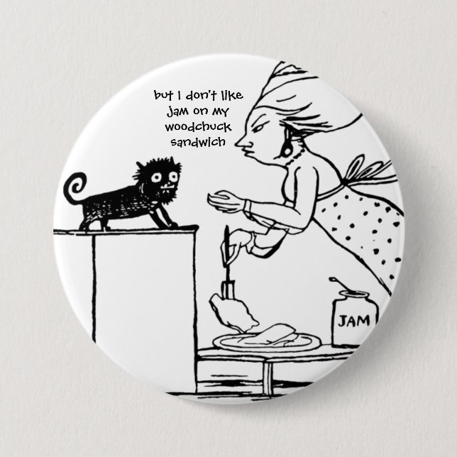 Macaron Rond 7,6 Cm Bande dessinée d'un chat sandwich en bois (Devant)