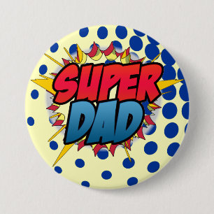 Macaron Rond 7,6 Cm Bande dessinée Inspiré Super Papa
