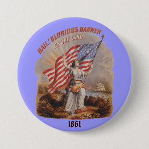 Macaron Rond 7,6 Cm Bannière glorieuse ! - Bouton