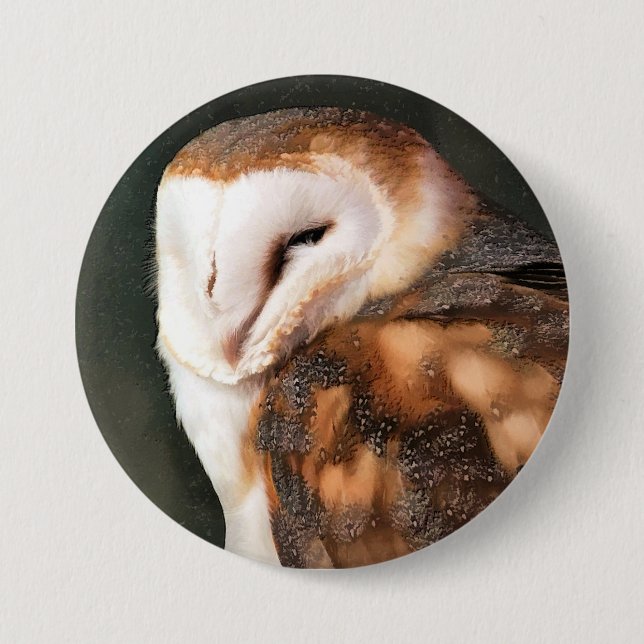 MACARON ROND 7,6 CM BARN OWL (Devant)