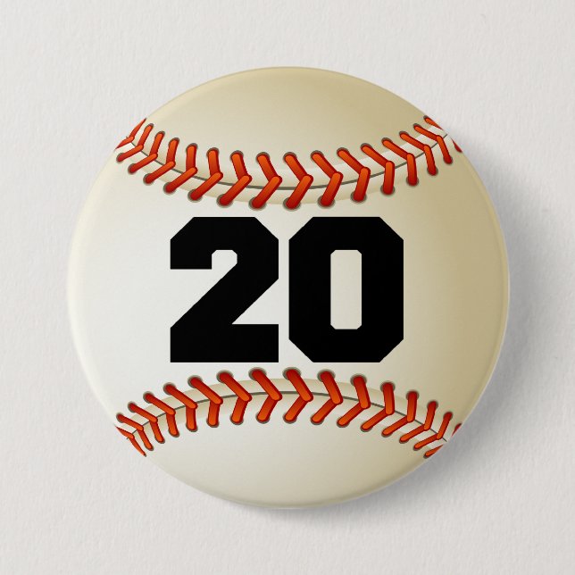 Macaron Rond 7,6 Cm Base-ball du numéro 20 (Devant)