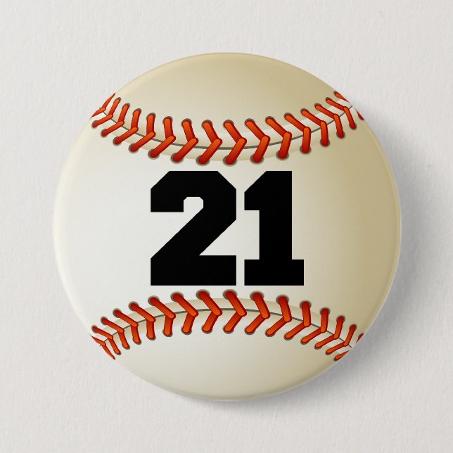 Macaron Rond 7,6 Cm Base-ball du numéro 21 (Devant)