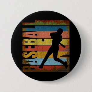 MACARON ROND 7,6 CM BASEBALL VINTAGE STYLE