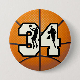 Macaron Rond 7,6 Cm Basket-ball du numéro 34