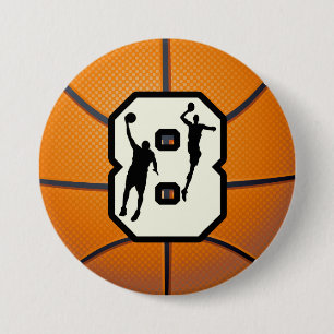 Macaron Rond 7,6 Cm Basket-ball et joueurs du numéro 8