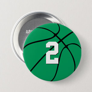Macaron Rond 7,6 Cm Basket Vert Joueur Personnalisé Jersey Numéro Spor
