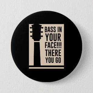 Macaron Rond 7,6 Cm Basse de musique de guitare dans votre visage