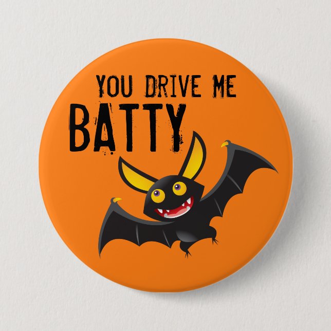 Macaron Rond 7,6 Cm Bat d'Halloween large, Bouton rond 3 pouces (Devant)