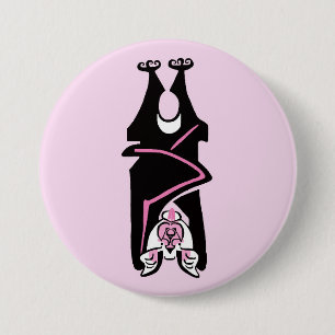 Macaron Rond 7,6 Cm BAT noir et rose cool - Graphique animal en voie d